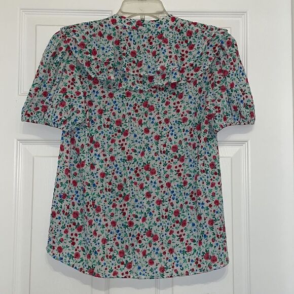 ZARA FLORAL CRINKLE CHIFFON FABRIC RUFFLES ROMANTIC TOP BLOUSE - Picture 6 of 6